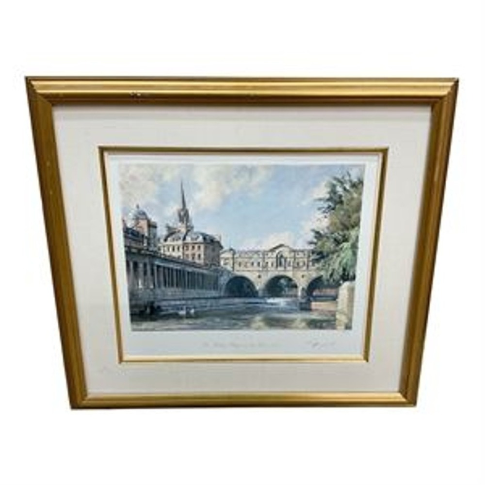 John Stobart Bath Pultney Bridge England Signed Art Print 29/350 1996